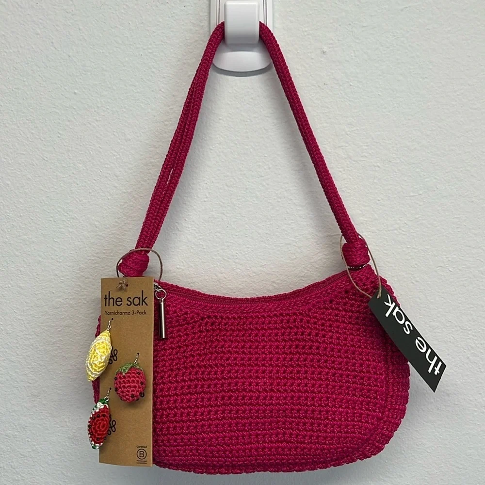 The Sak | Fusia Pink βJosieβ Shoulder Bag w/ Fruit Charms πππ - Picture 1 of 12